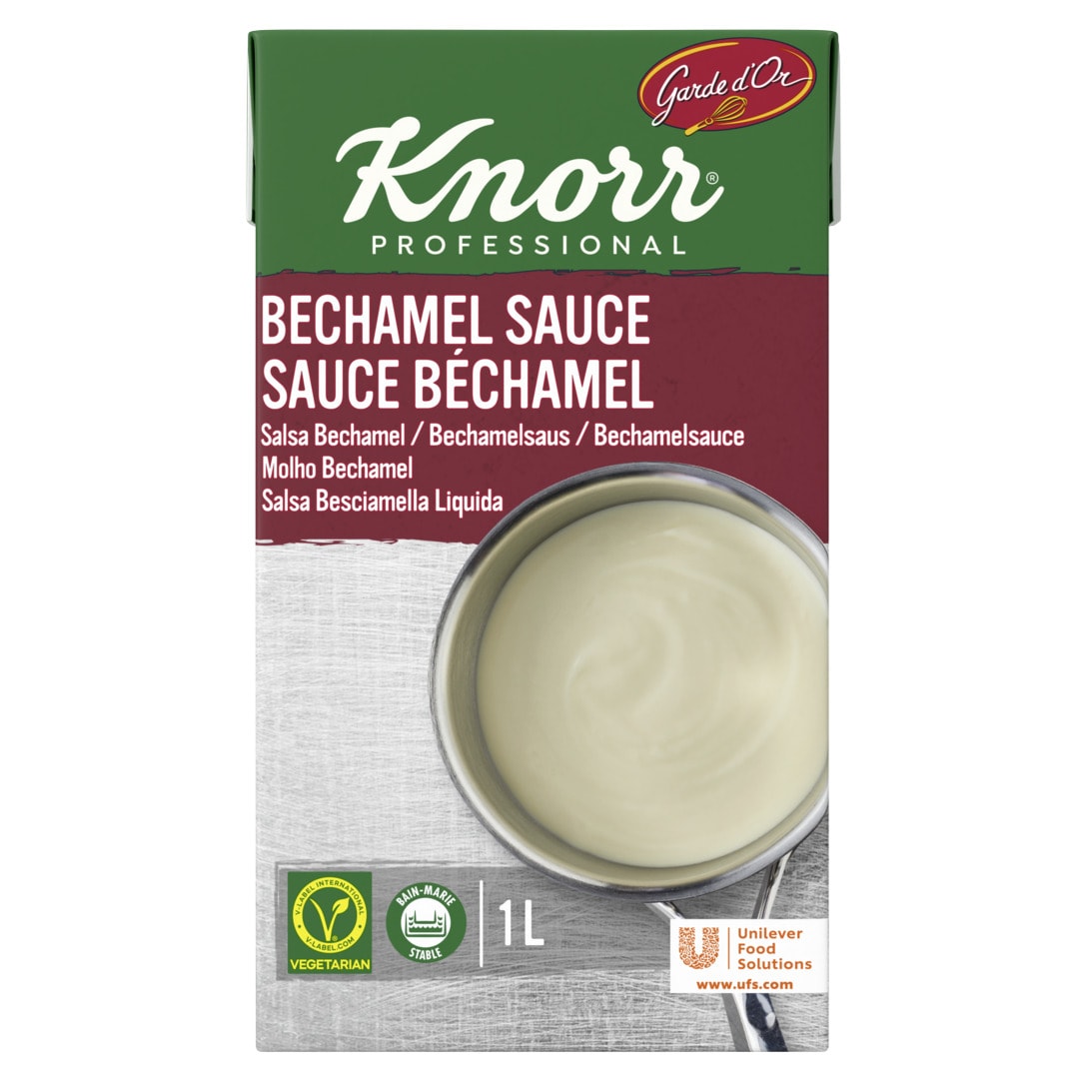 Knorr Salsa Líquida Bechamel lista para usar brik 1L - Las Salsas Líquidas Knorr te aseguran empezar cada servicio con salsas perfectas.